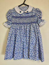 Load image into Gallery viewer, Blue Floral Smocked Dress (Size 18 months)