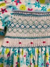 Load image into Gallery viewer, Aqua Floral Smocked Dress (Size 2)