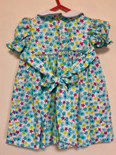 Load image into Gallery viewer, Aqua Floral Smocked Dress (Size 2)