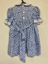 Load image into Gallery viewer, Blue Floral Smocked Dress (Size 18 months)
