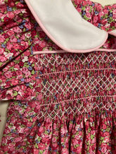 Load image into Gallery viewer, Deep Pink Floral Smocked Dress (Size 1)