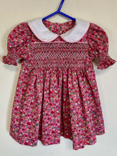 Load image into Gallery viewer, Deep Pink Floral Smocked Dress (Size 1)
