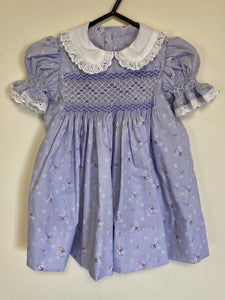 Mauve Floral Smocked Dress (Size 1)