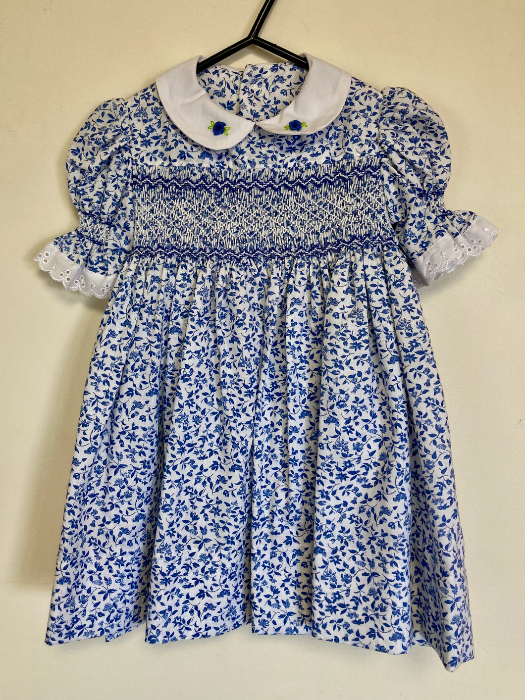 Blue Floral Smocked Dress (Size 18 months)