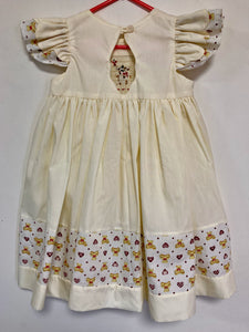 Cream Picture-Smocked Dress (Size 3)